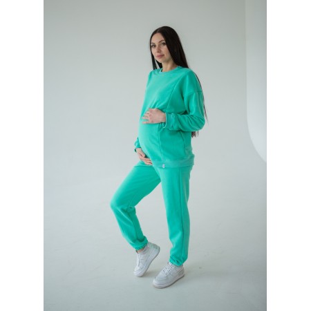 Трендовий спортивний костюм для вагітних і годуючих мам з секретом для годування М'ятний